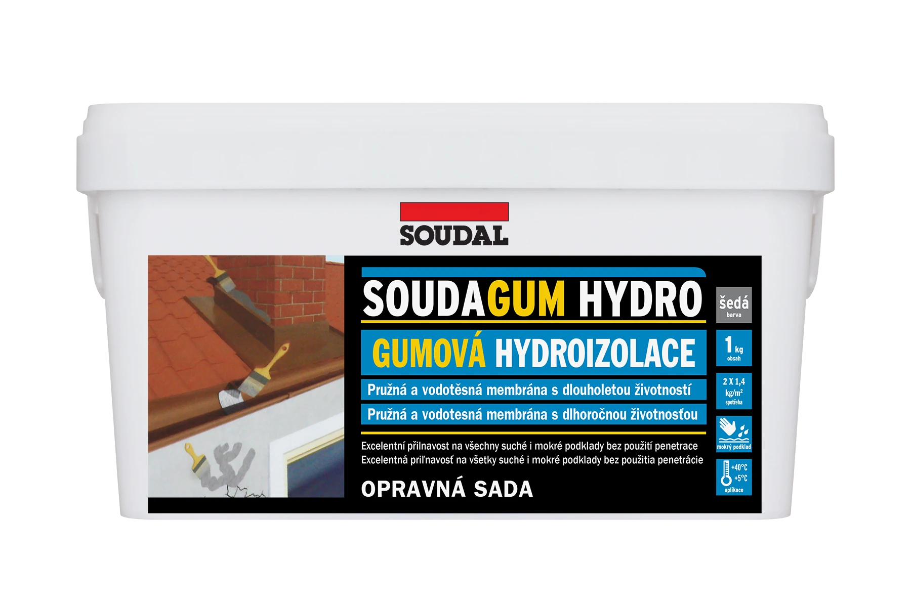 SOUDAGUM HYDRO_1L_VIZ_1908 PRE PROFESION&Aacute;LOV: Soudagum Hydro gumov&aacute; hydroizol&aacute;cia